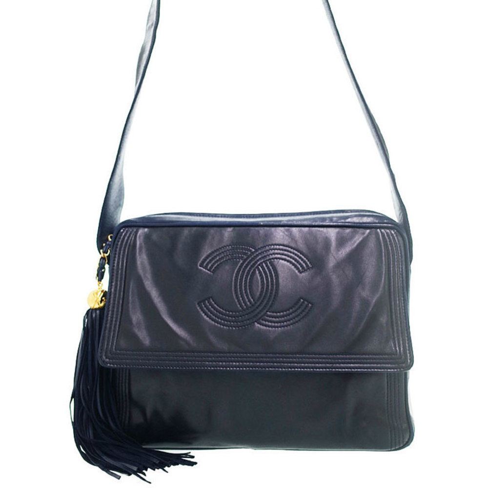 Chanel Coco Mark Shoulder Bag Black x Navy